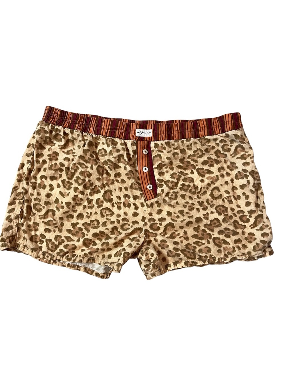 OUT FROM UNDER Leopard-Print Athletic Lounge Shorts with Striped Waistband